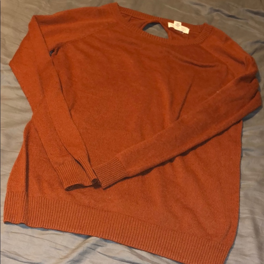burnt orange sweater open back